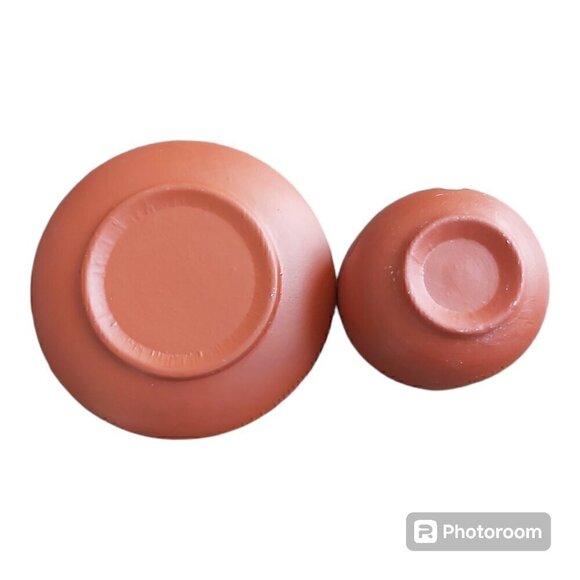 Hand Painted Ochoko Sake Tea Cups & Saucer Set, Plum Blossoms - Set Of 3 - Picture 4 of 8